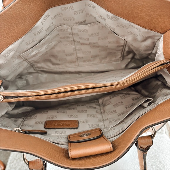 Michael Kors Hamilton Satchel | Luggage Brown Leather Bag - Picture 4 of 14